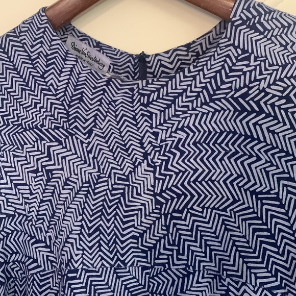 VINTAGE DVF Fit & Flare jersey Maxi - Dyed Blue print US M Est. - Picture 3 of 11